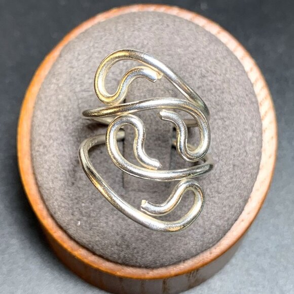 VTG Sterling Silver 925 Freeform Design Abstract Band 4.25mm Ring Size 6.25 - Picture 1 of 11